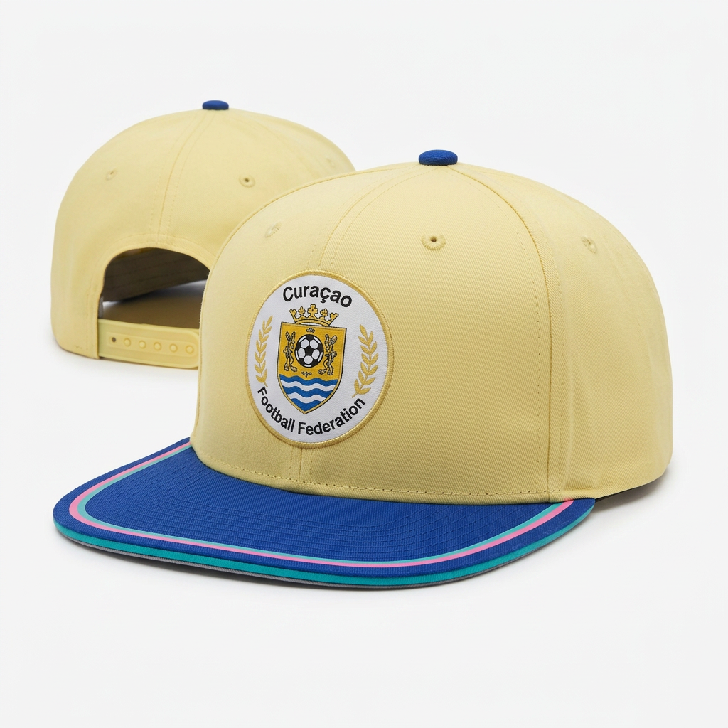 Curaçao Snapback · Lichtgeel met Blauwe Klep