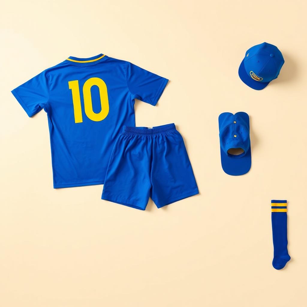 Curaçao Complete Set Kids · Blauw Thuis (Shirt + Broek + Cap + Sokken) achterkant