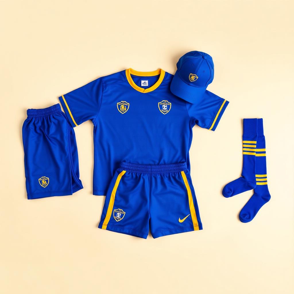 Curaçao Complete Set Kids · Blauw Thuis (Shirt + Broek + Cap + Sokken)