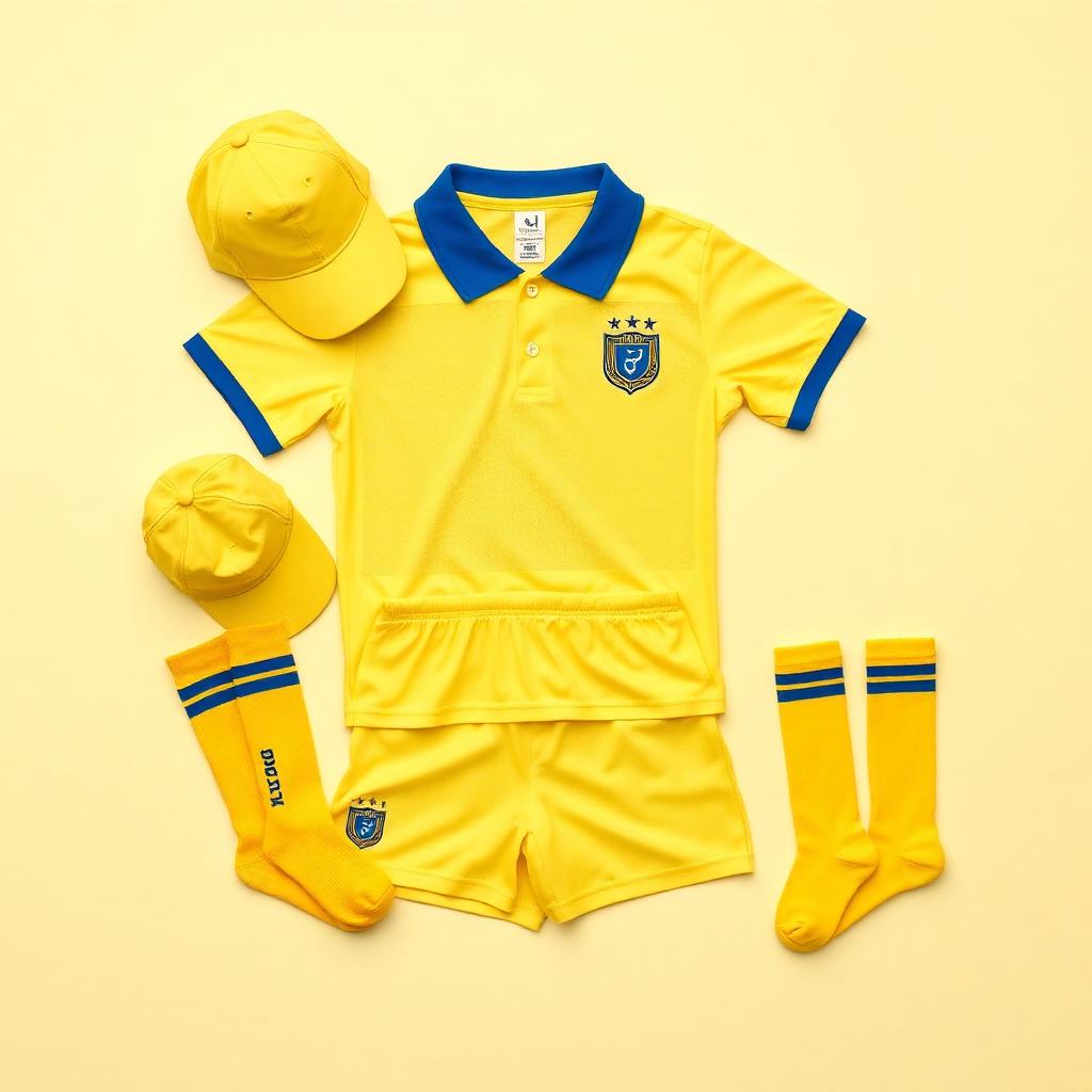 Curaçao Complete Set Kids · Lichtgeel (Shirt + Broek + Cap + Sokken)
