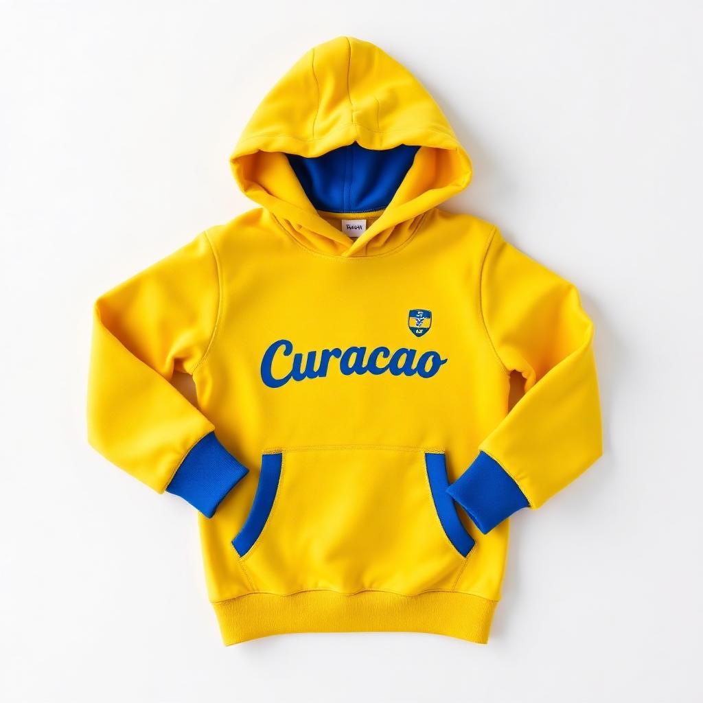 Curaçao Hoodie · Lichtgeel Uit-Editie (Unisex) achterkant